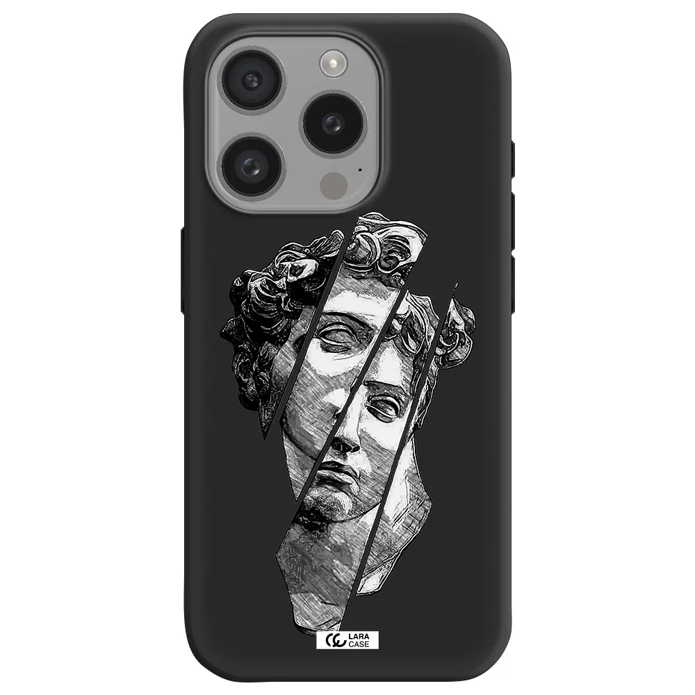 A Drawing Of A Head Of A Man Apple Iphone 15 Pro Silicone Black Case