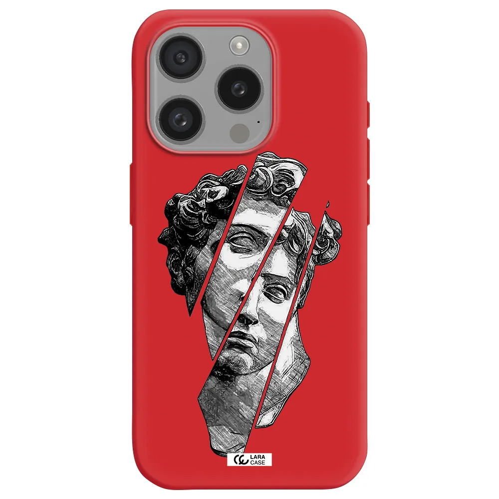 A Drawing Of A Head Of A Man Apple Iphone 15 Pro Silicone Imperial Red Case