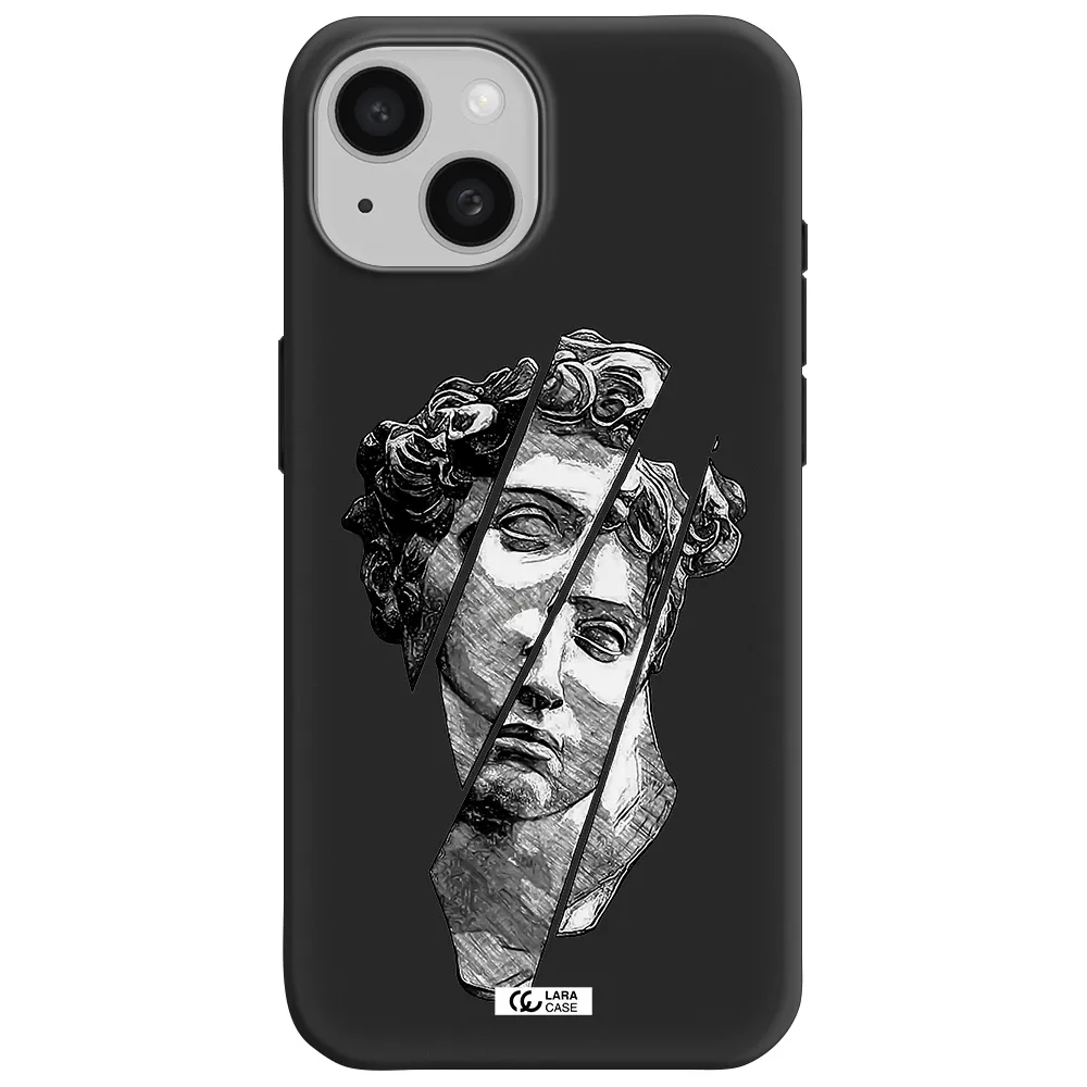 a drawing of a head of a man Apple iPhone 15 Silicone black Case