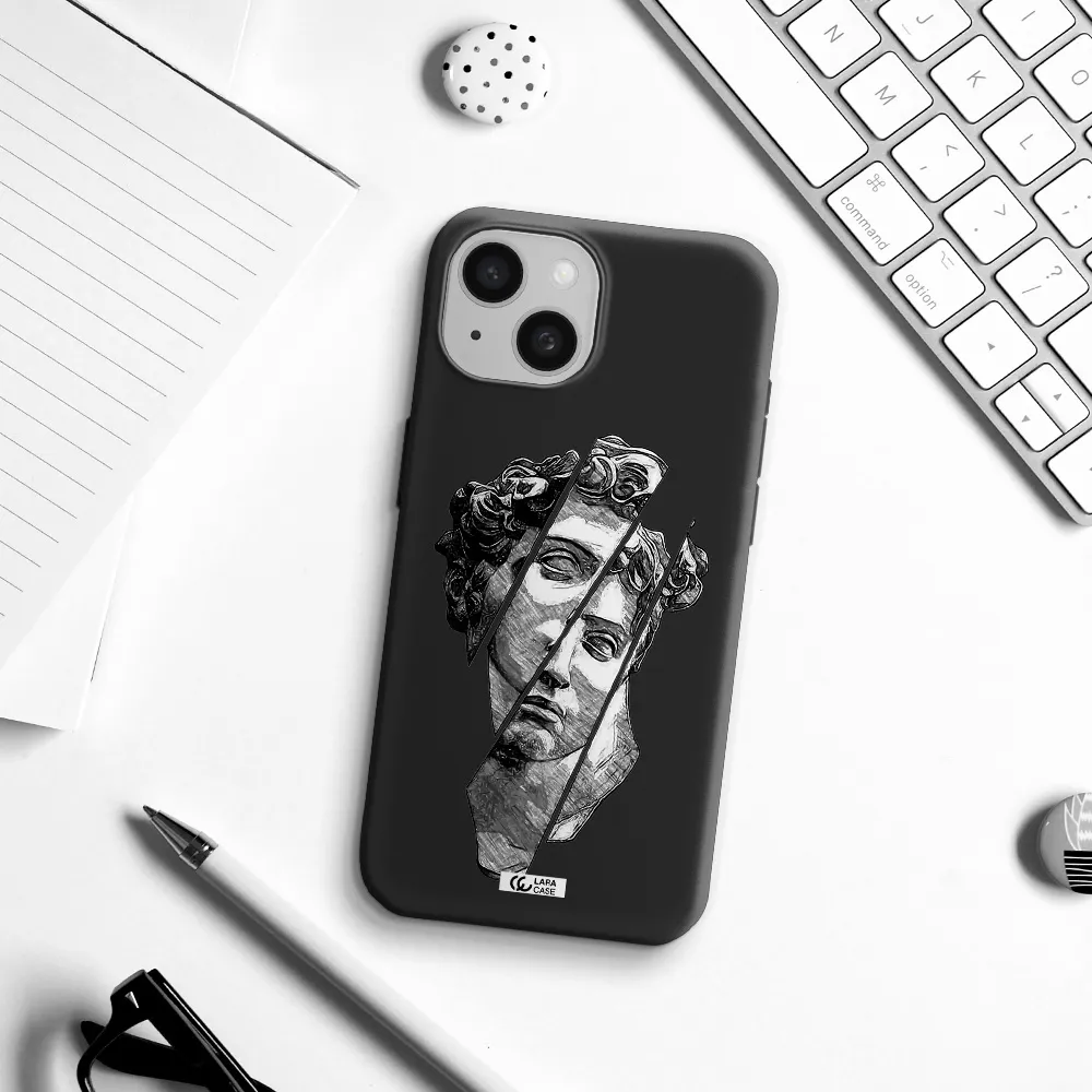 a drawing of a head of a man Apple iPhone 15 Silicone black Case