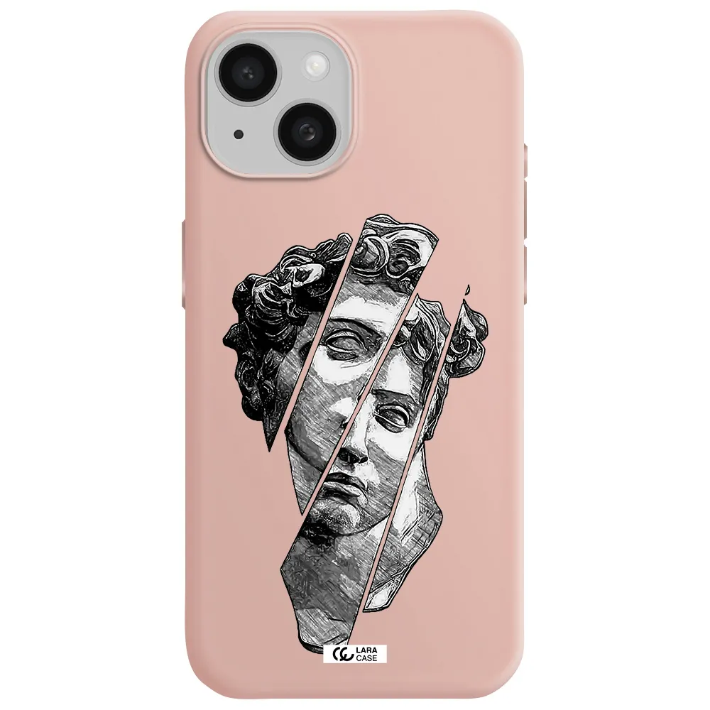 A Drawing Of A Head Of A Man Apple Iphone 15 Silicone Pastel Pink Case