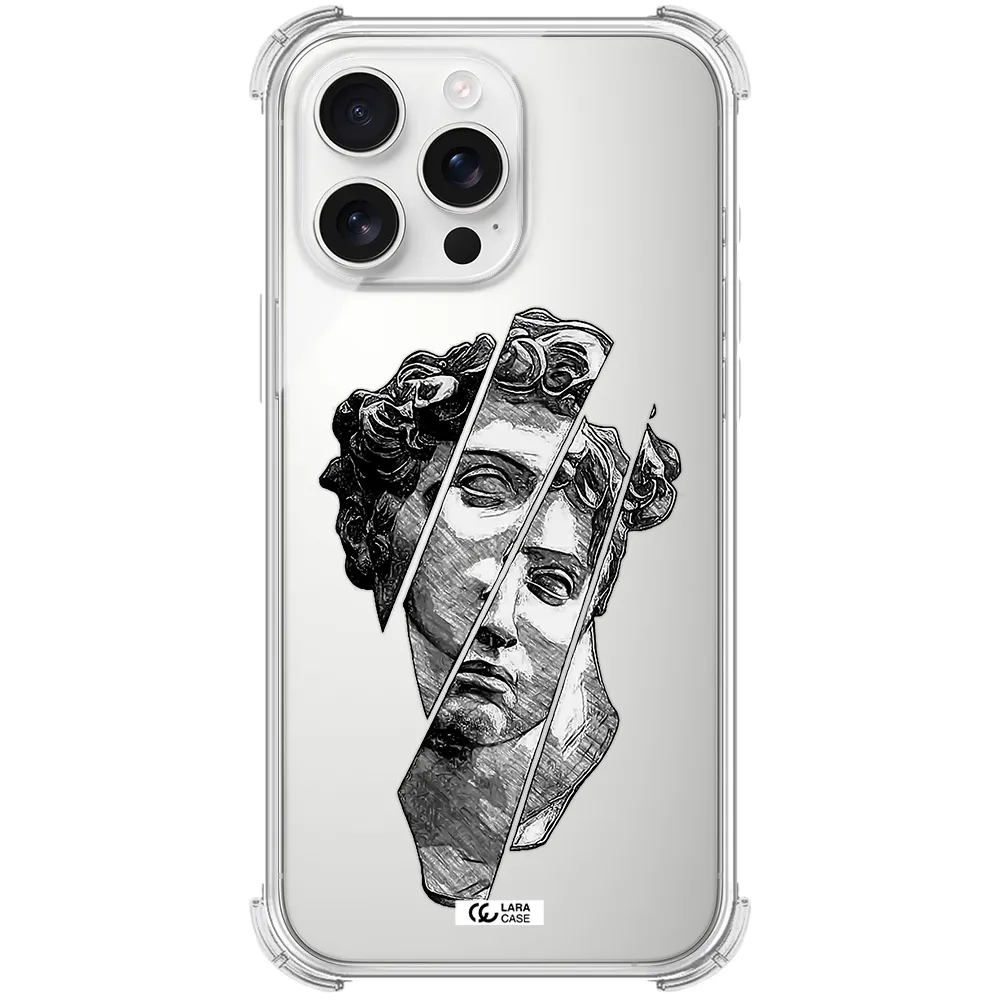 A Drawing Of A Head Of A Man Apple Iphone 16 Pro Max Clear Pc Case