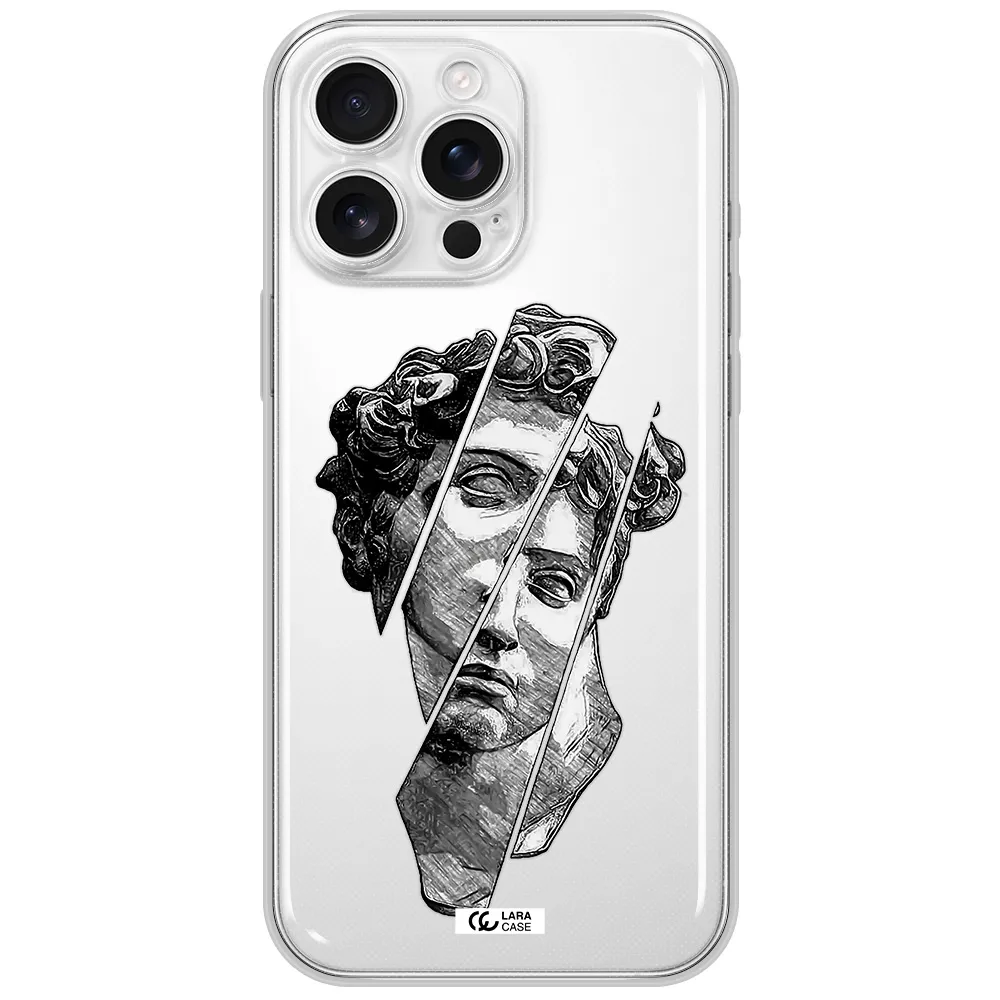 A Drawing Of A Head Of A Man Apple Iphone 16 Pro Max Clear Tpu Case