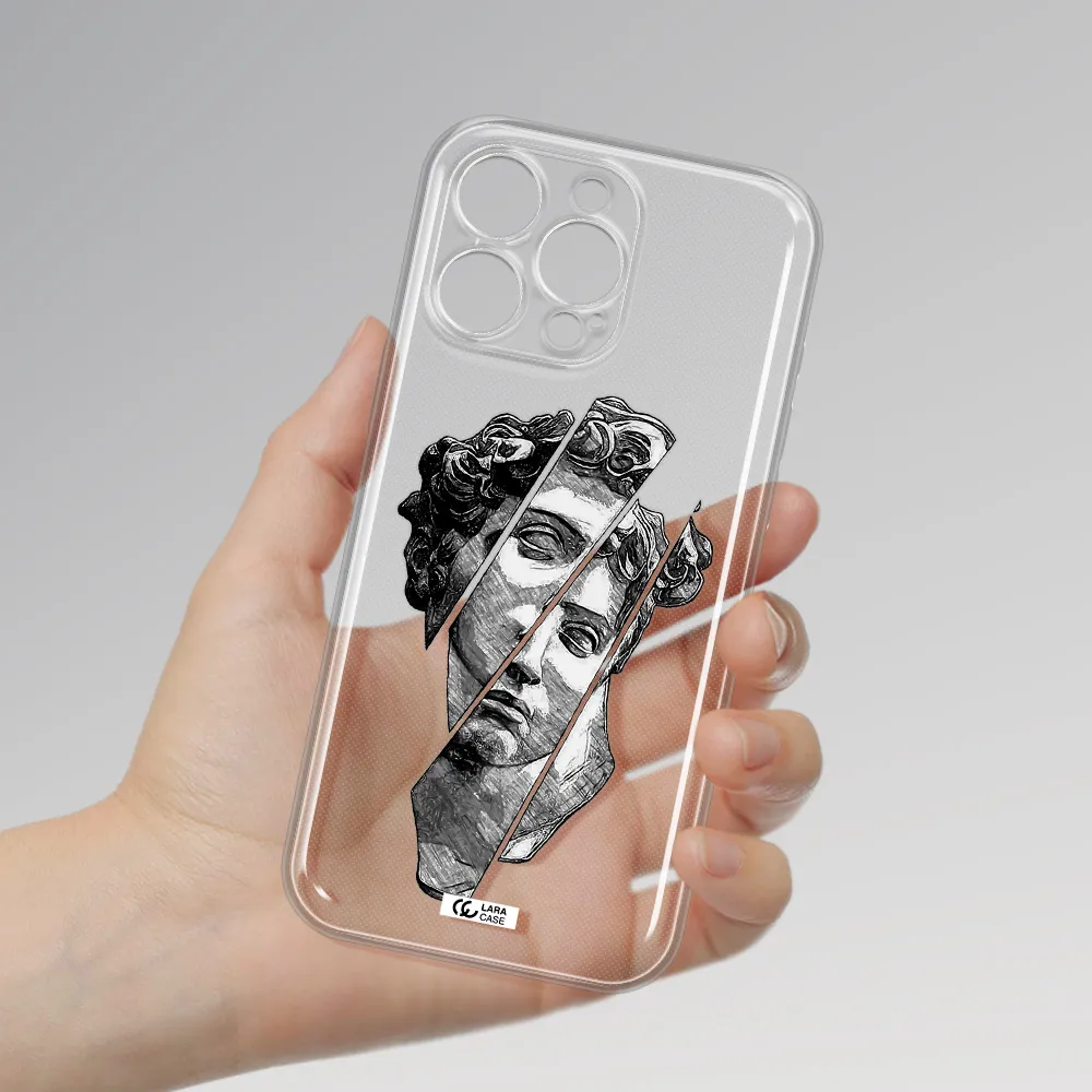 A Drawing Of A Head Of A Man Apple Iphone 16 Pro Max Clear Tpu Case