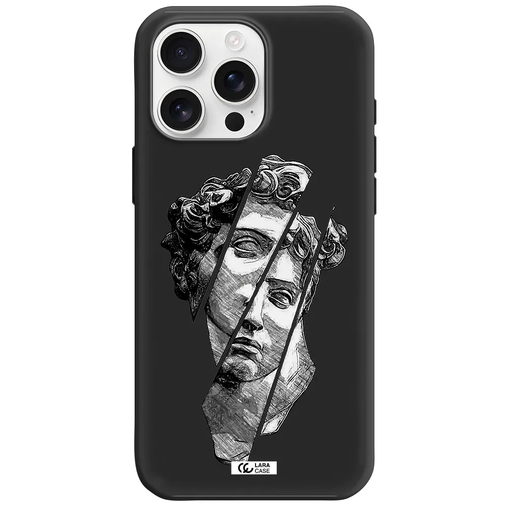 A Drawing Of A Head Of A Man Apple Iphone 16 Pro Max Silicone Black Case