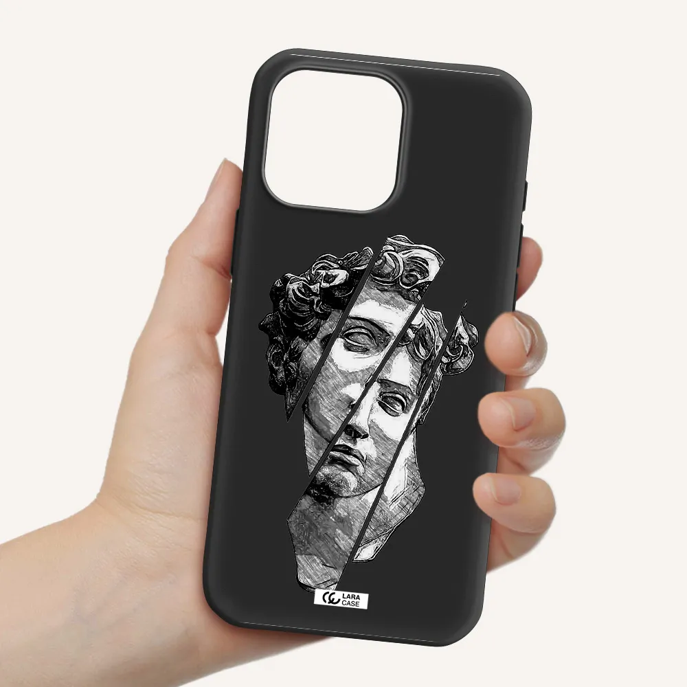 A Drawing Of A Head Of A Man Apple Iphone 16 Pro Max Silicone Black Case