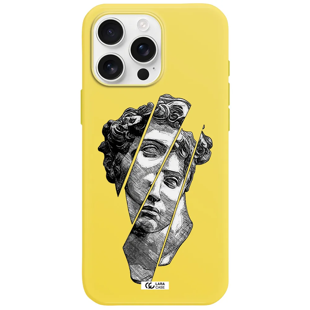 A Drawing Of A Head Of A Man Apple Iphone 16 Pro Max Silicone Canary Yellow Case