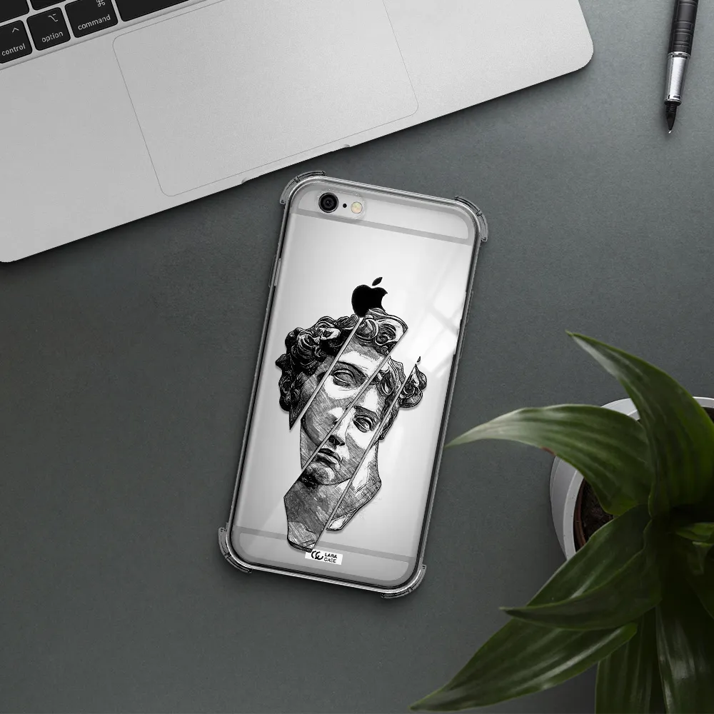 a drawing of a head of a man Apple iPhone 6 Clear PC Case
