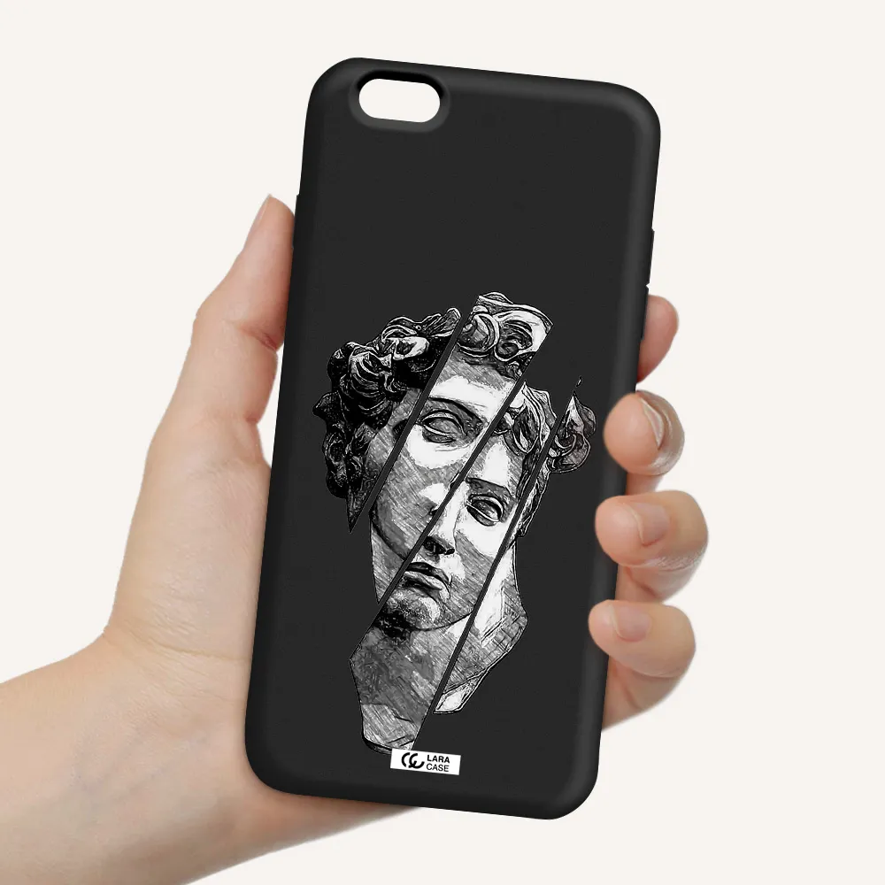 a drawing of a head of a man Apple iPhone 6 plus Silicone black Case
