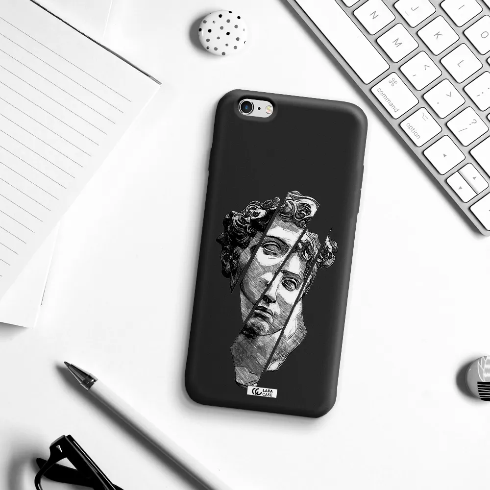 a drawing of a head of a man Apple iPhone 6 plus Silicone black Case