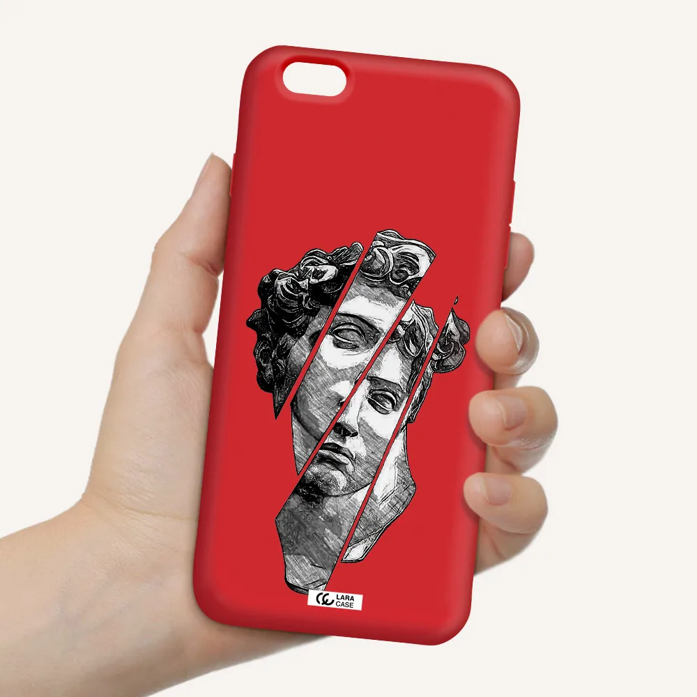 a drawing of a head of a man Apple iPhone 6 plus Silicone Imperial Red Case