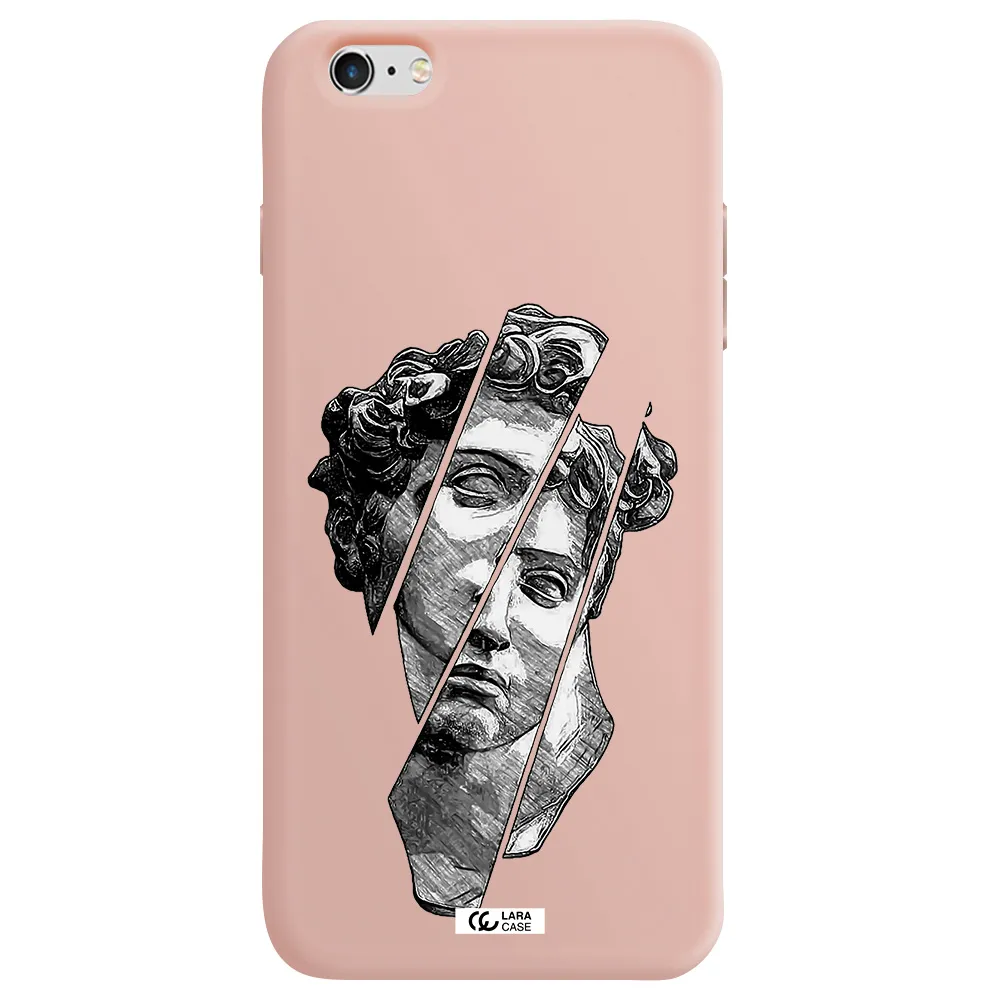a drawing of a head of a man Apple iPhone 6 plus Silicone pastel pink Case