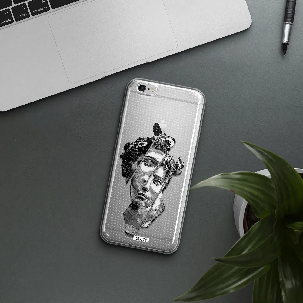 a drawing of a head of a man Apple iPhone 6 s plus Clear TPU Case