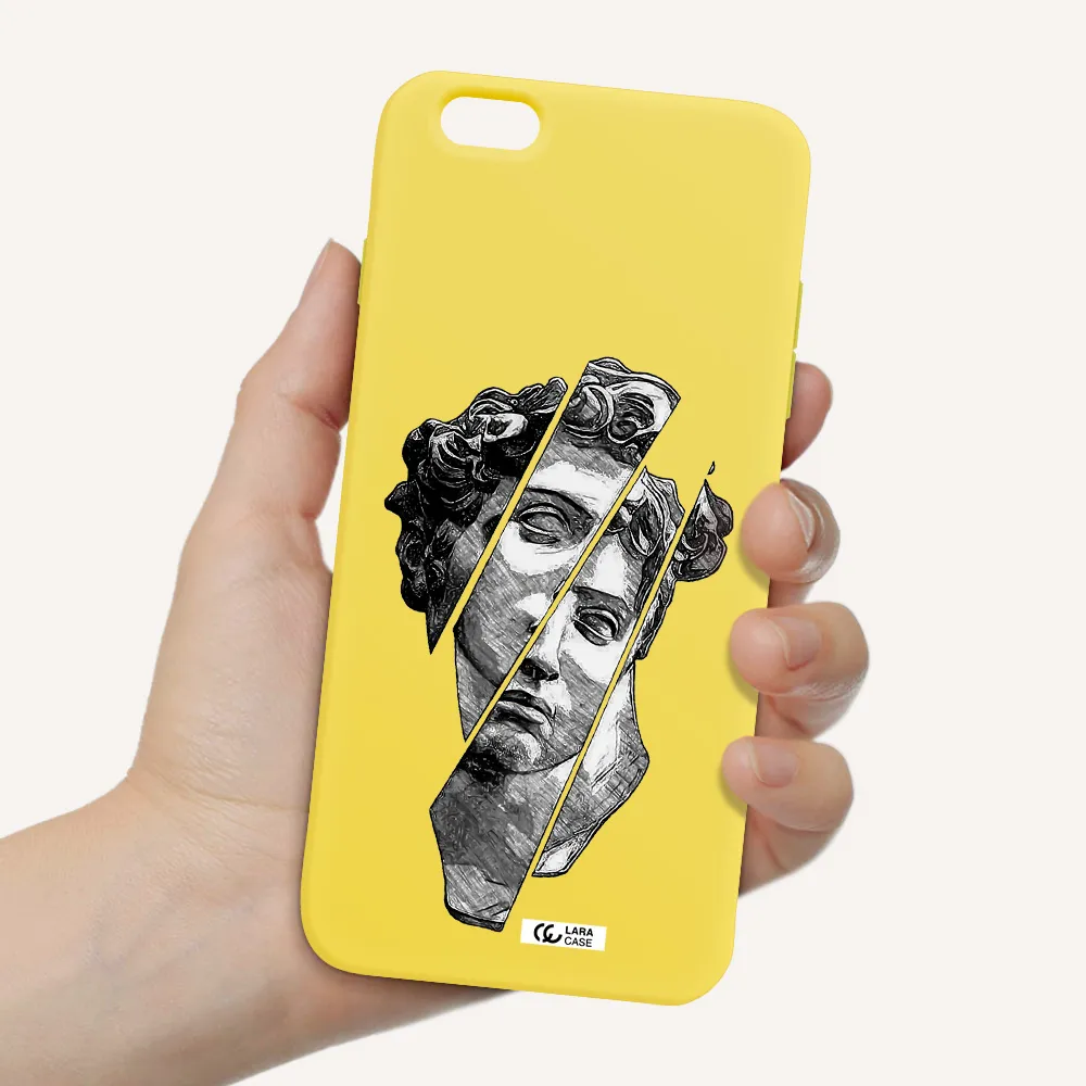 a drawing of a head of a man Apple iPhone 6 s plus Silicone canary yellow Case