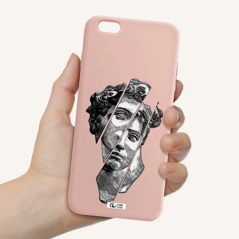 a drawing of a head of a man Apple iPhone 6 s plus Silicone pastel pink Case