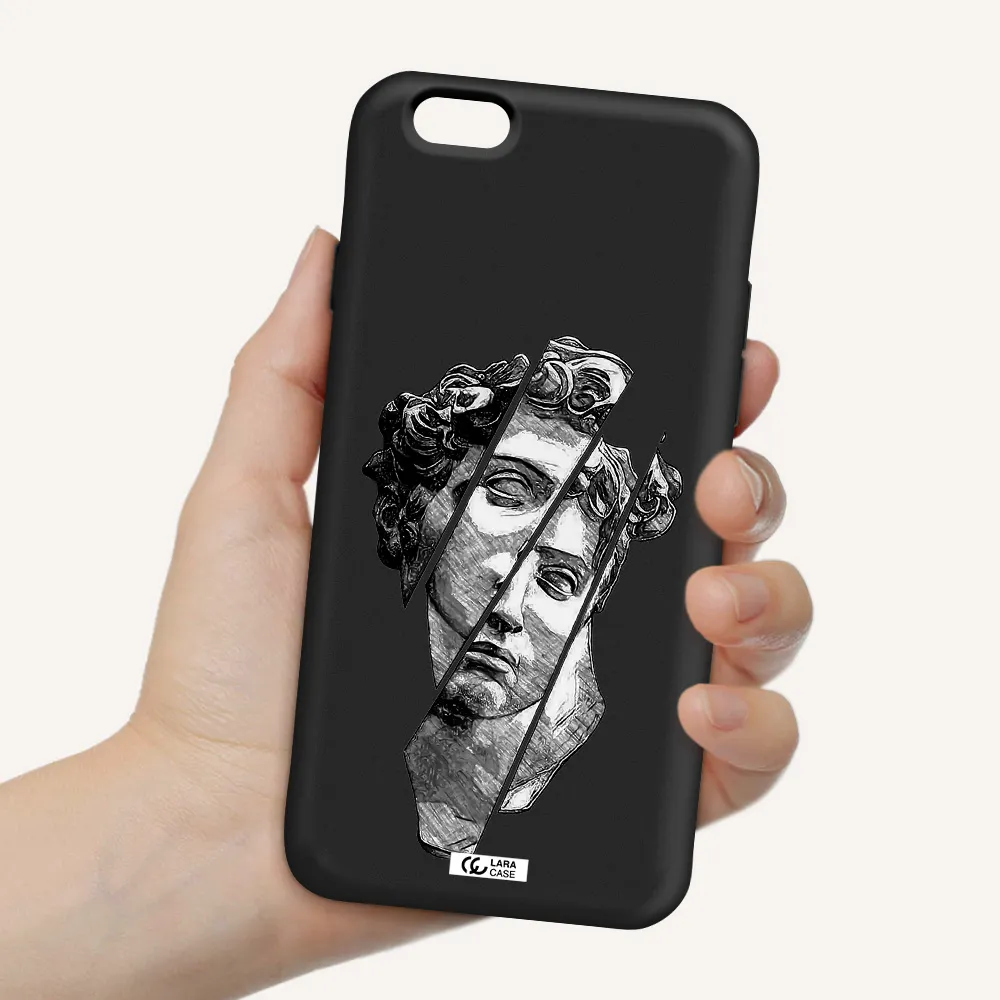 a drawing of a head of a man Apple iPhone 6 Silicone black Case