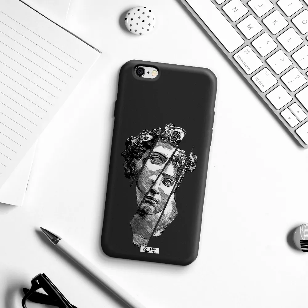 a drawing of a head of a man Apple iPhone 6 Silicone black Case