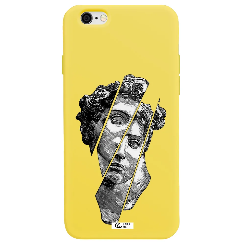 a drawing of a head of a man Apple iPhone 6 Silicone canary yellow Case