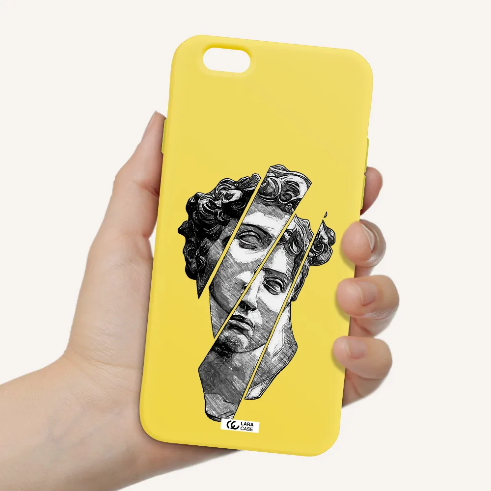 a drawing of a head of a man Apple iPhone 6 Silicone canary yellow Case