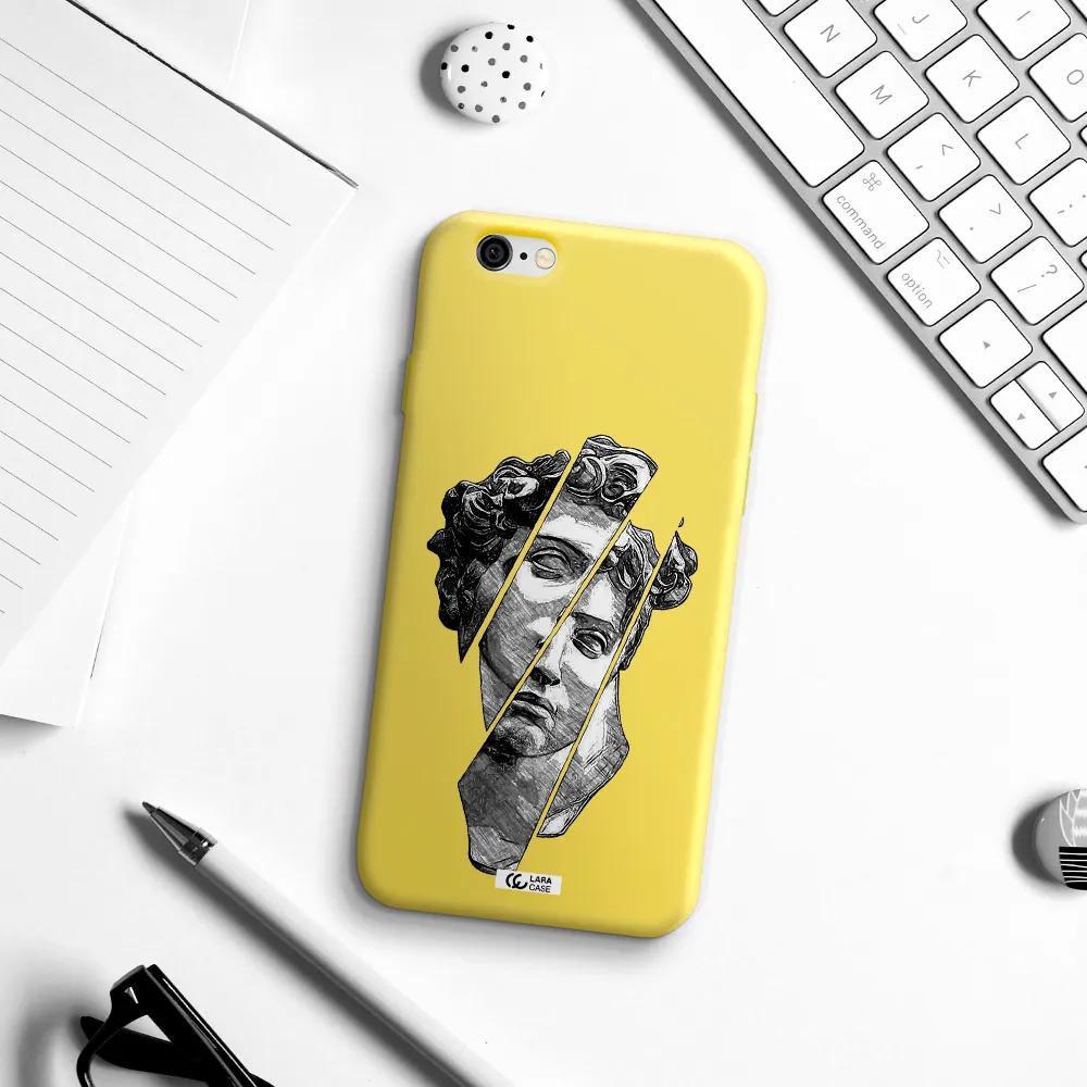 a drawing of a head of a man Apple iPhone 6 Silicone canary yellow Case