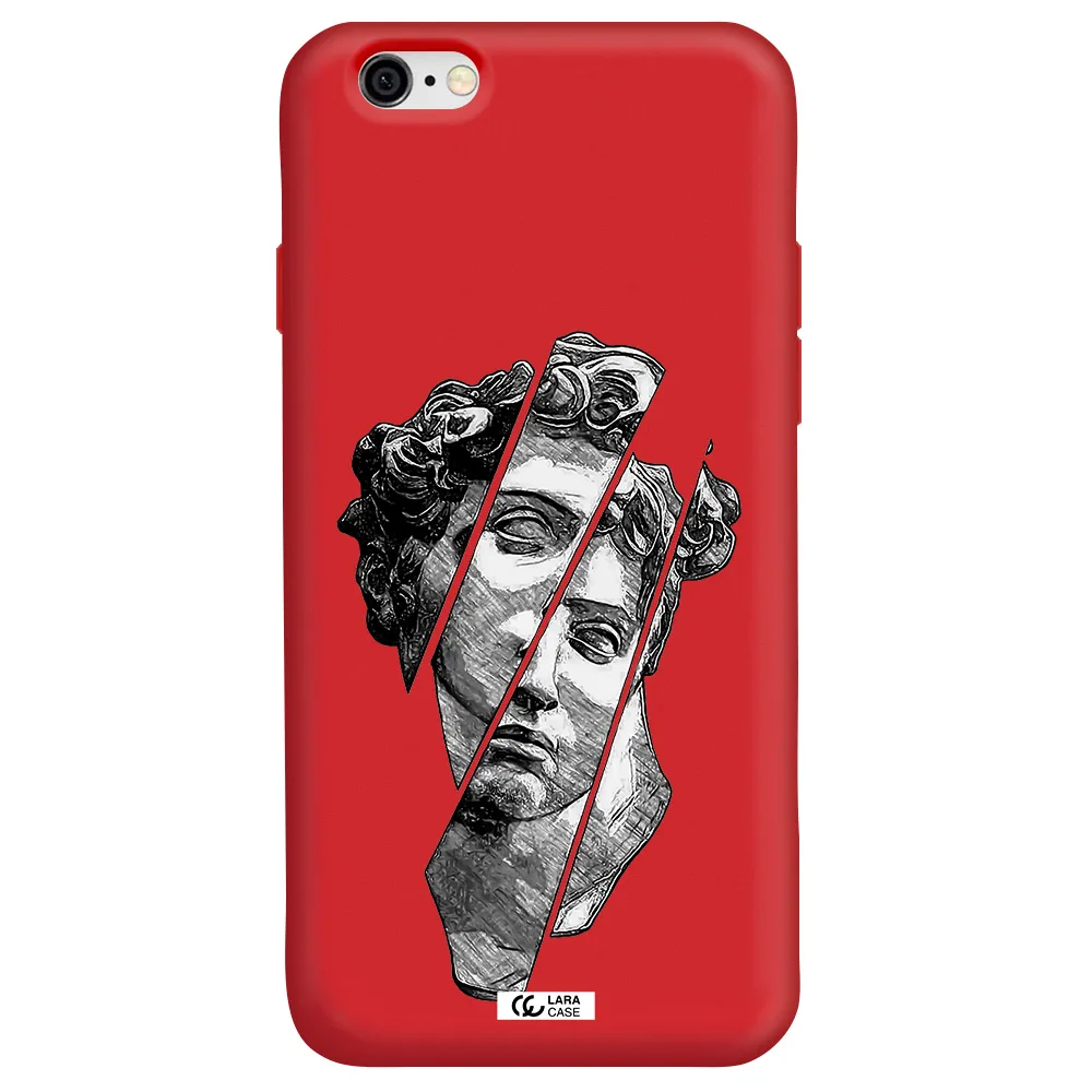 a drawing of a head of a man Apple iPhone 6 Silicone Imperial Red Case