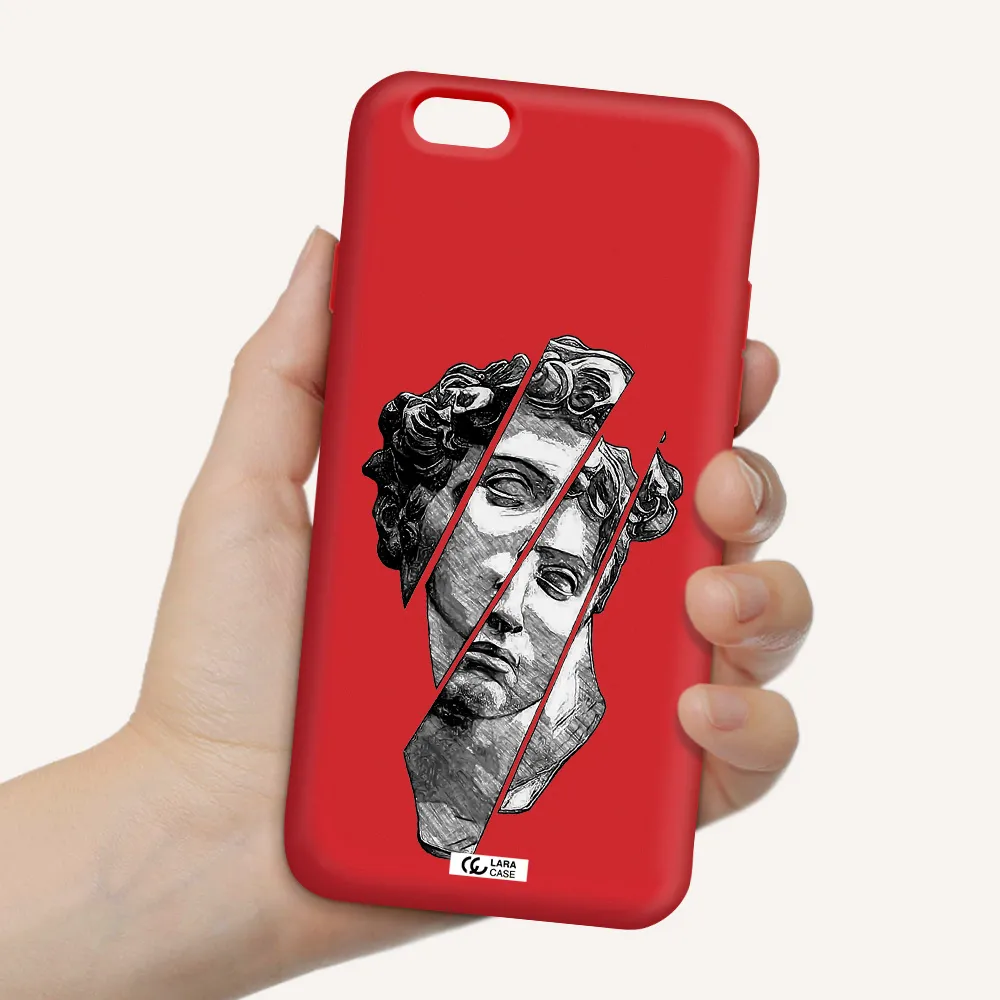 a drawing of a head of a man Apple iPhone 6 Silicone Imperial Red Case