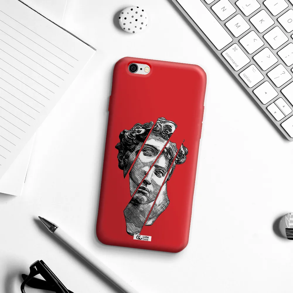 a drawing of a head of a man Apple iPhone 6 Silicone Imperial Red Case