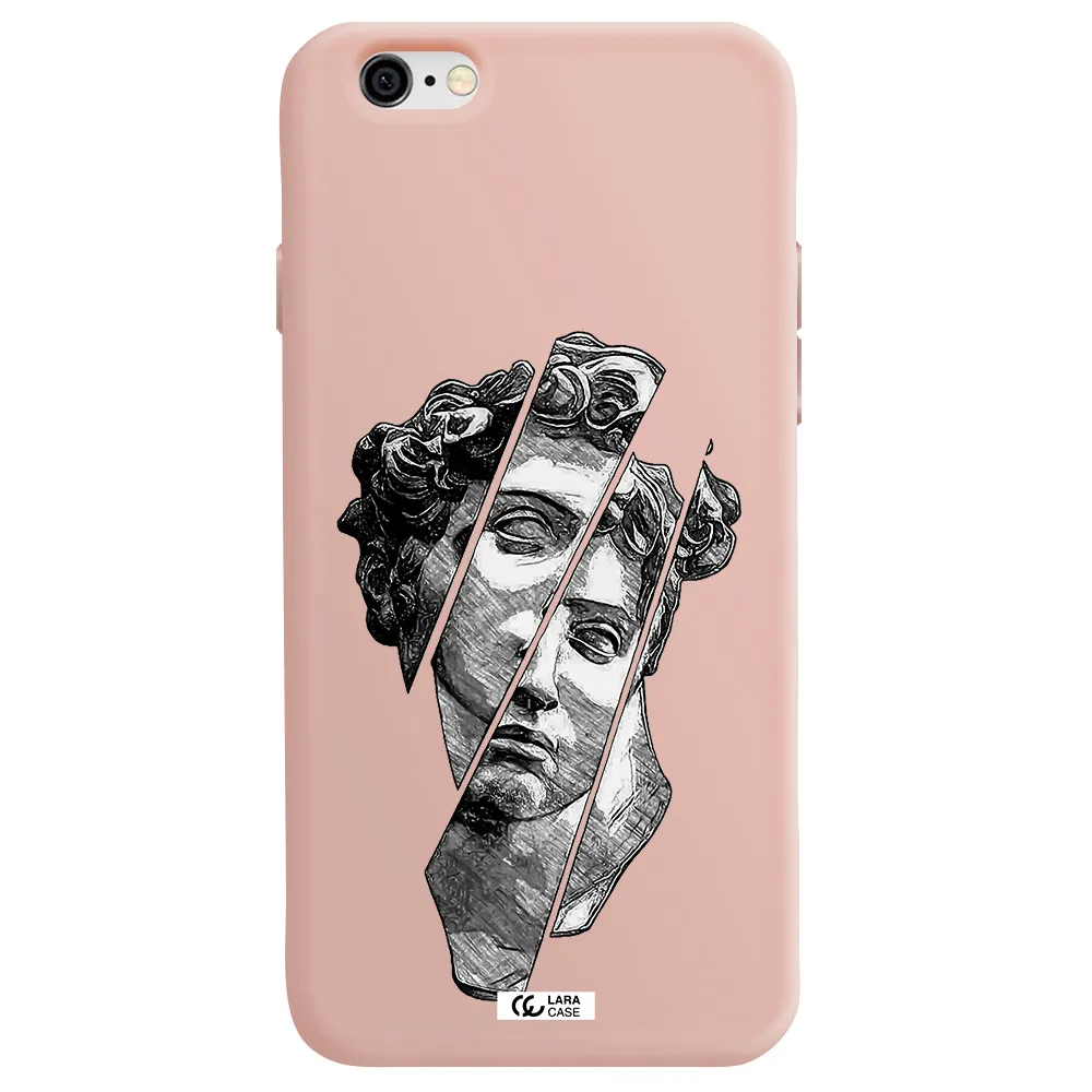 a drawing of a head of a man Apple iPhone 6 Silicone pastel pink Case