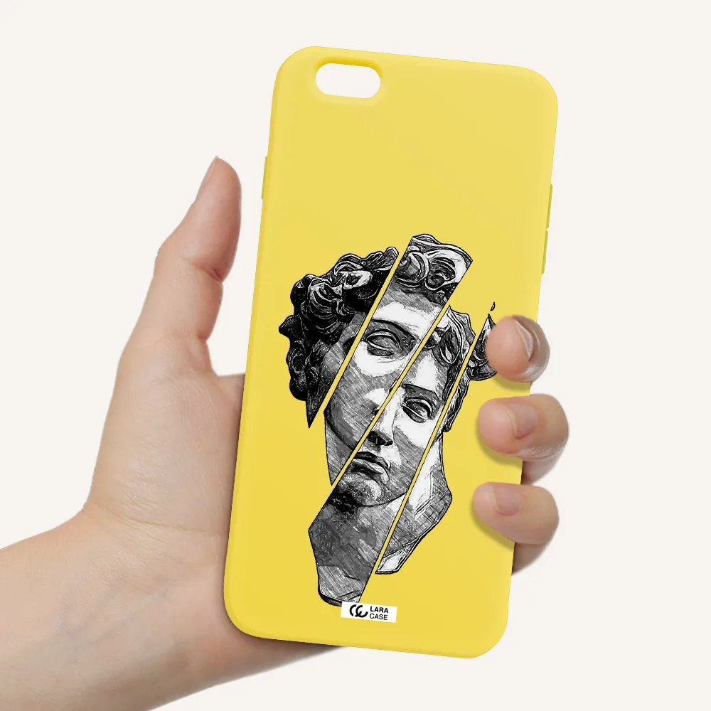 a drawing of a head of a man Apple iPhone 6S Silicone canary yellow Case