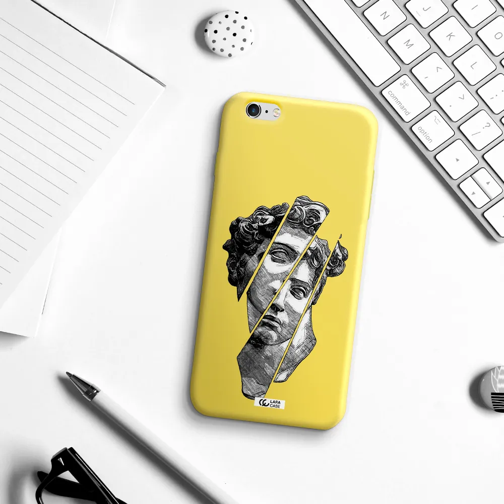 a drawing of a head of a man Apple iPhone 6S Silicone canary yellow Case