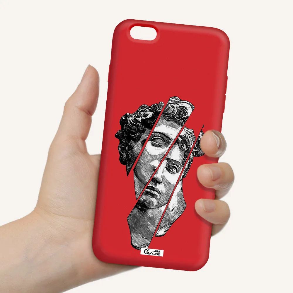 a drawing of a head of a man Apple iPhone 6S Silicone Imperial Red Case
