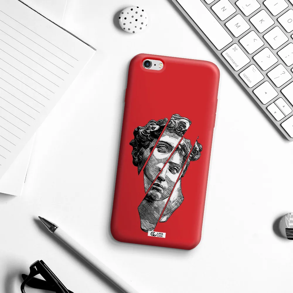 a drawing of a head of a man Apple iPhone 6S Silicone Imperial Red Case