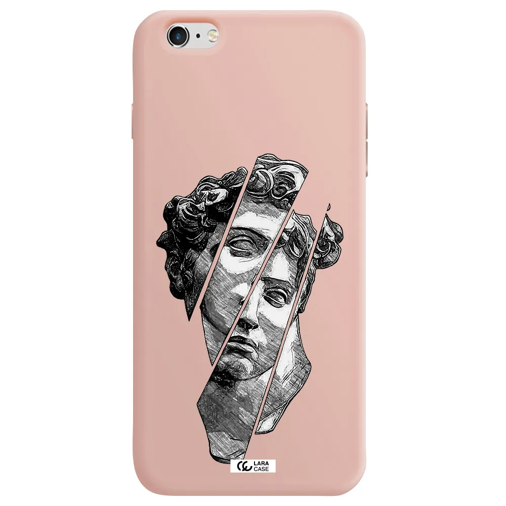 a drawing of a head of a man Apple iPhone 6S Silicone pastel pink Case