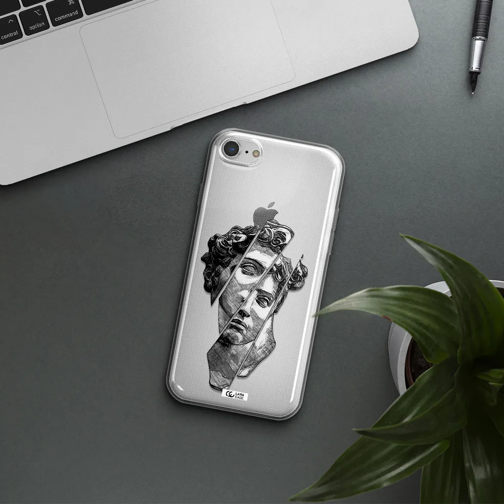 a drawing of a head of a man Apple iPhone 7 Clear TPU Case