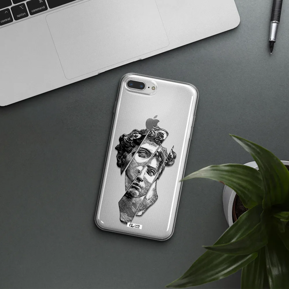 a drawing of a head of a man Apple iPhone 7 plus Clear TPU Case