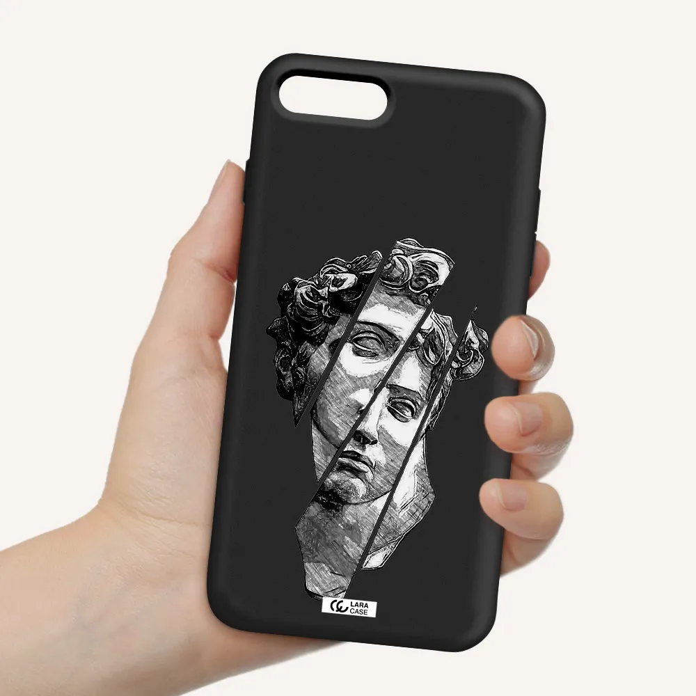 a drawing of a head of a man Apple iPhone 7 plus Silicone black Case