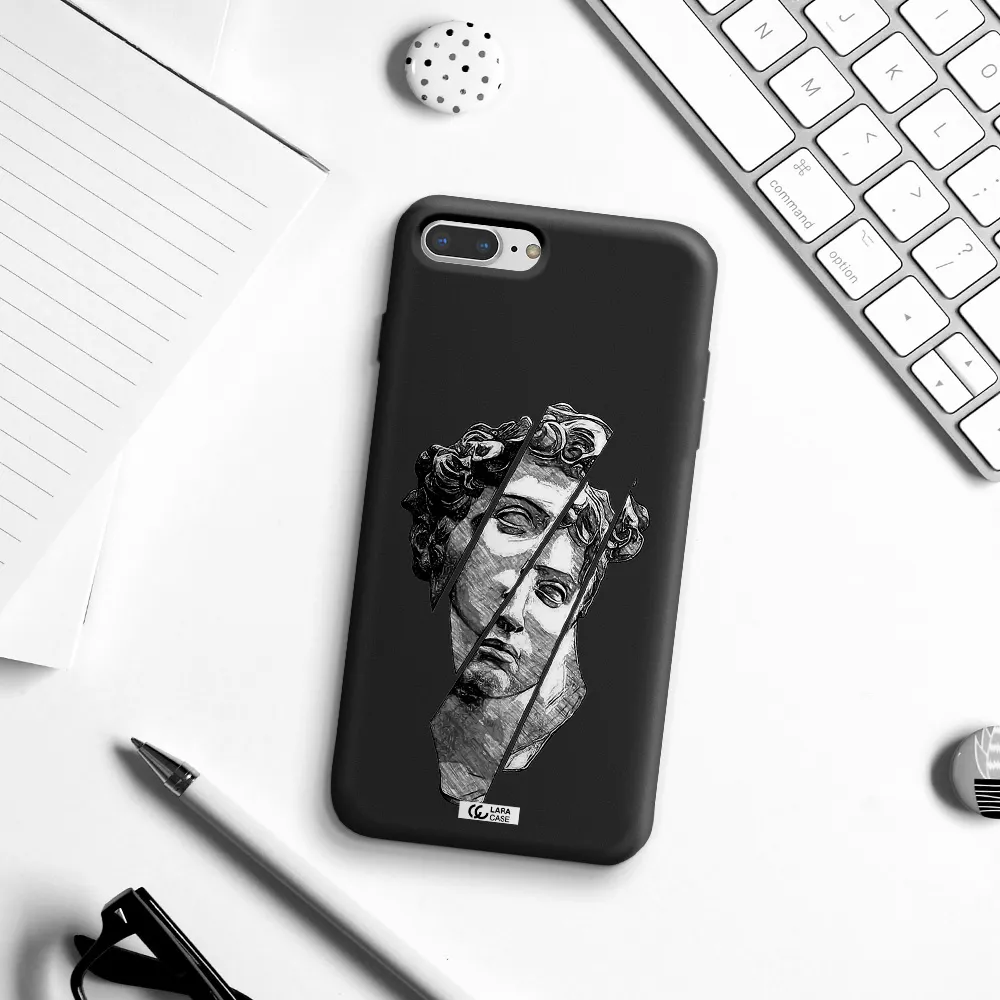 a drawing of a head of a man Apple iPhone 7 plus Silicone black Case