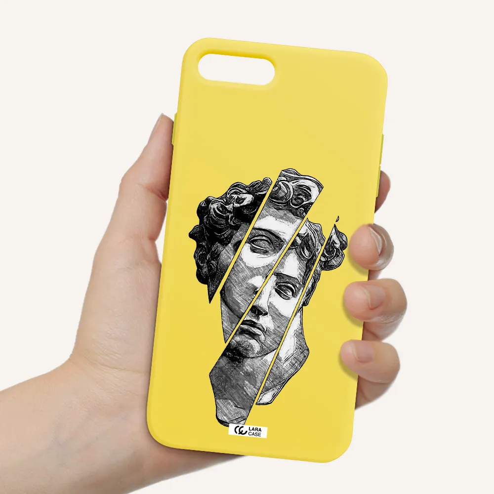 a drawing of a head of a man Apple iPhone 7 plus Silicone canary yellow Case