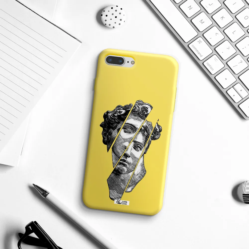 a drawing of a head of a man Apple iPhone 7 plus Silicone canary yellow Case