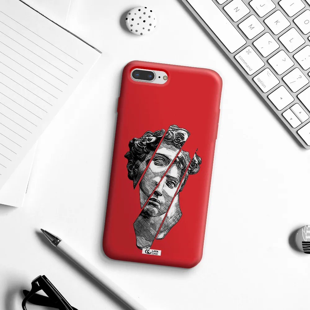 a drawing of a head of a man Apple iPhone 7 plus Silicone Imperial Red Case
