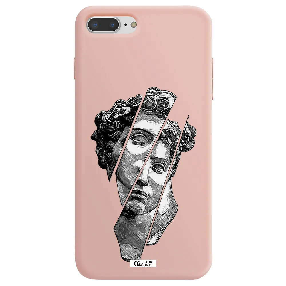 a drawing of a head of a man Apple iPhone 7 plus Silicone pastel pink Case