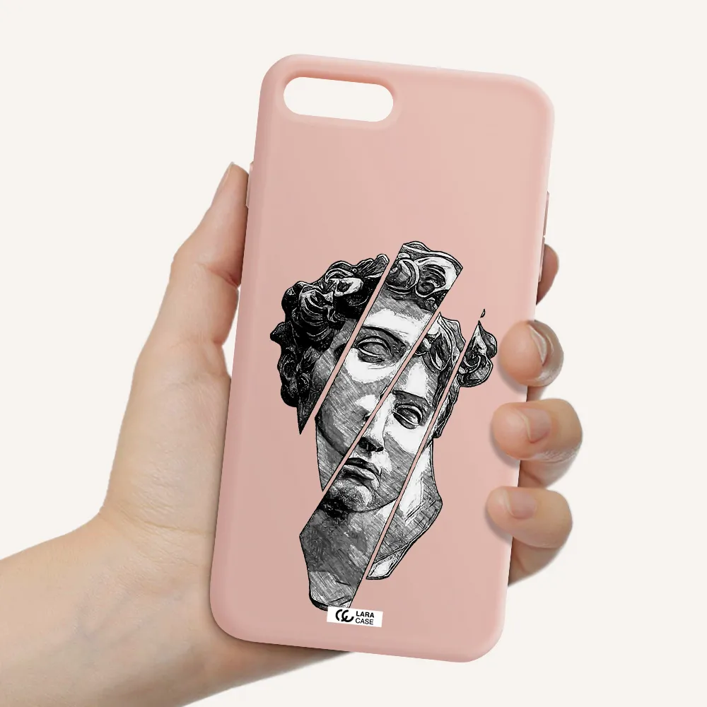 a drawing of a head of a man Apple iPhone 7 plus Silicone pastel pink Case