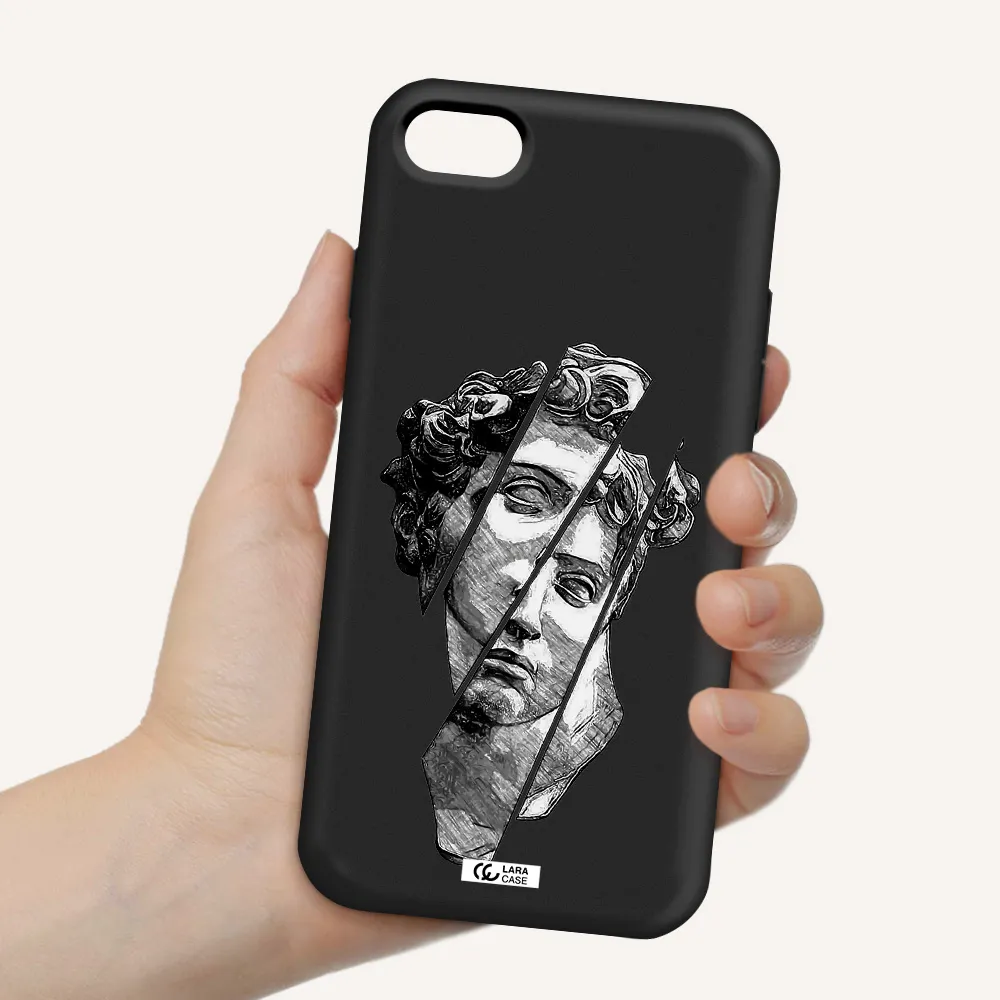 a drawing of a head of a man Apple iPhone 7 Silicone black Case