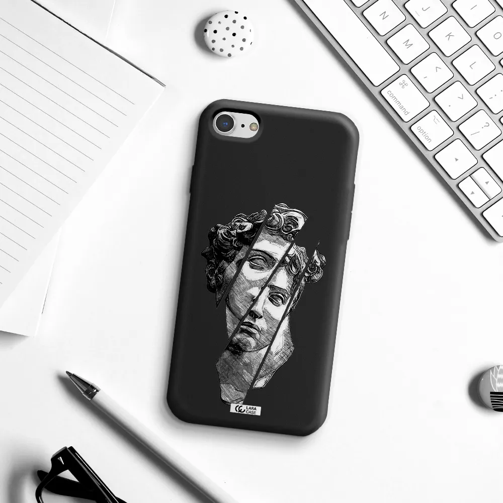 a drawing of a head of a man Apple iPhone 7 Silicone black Case