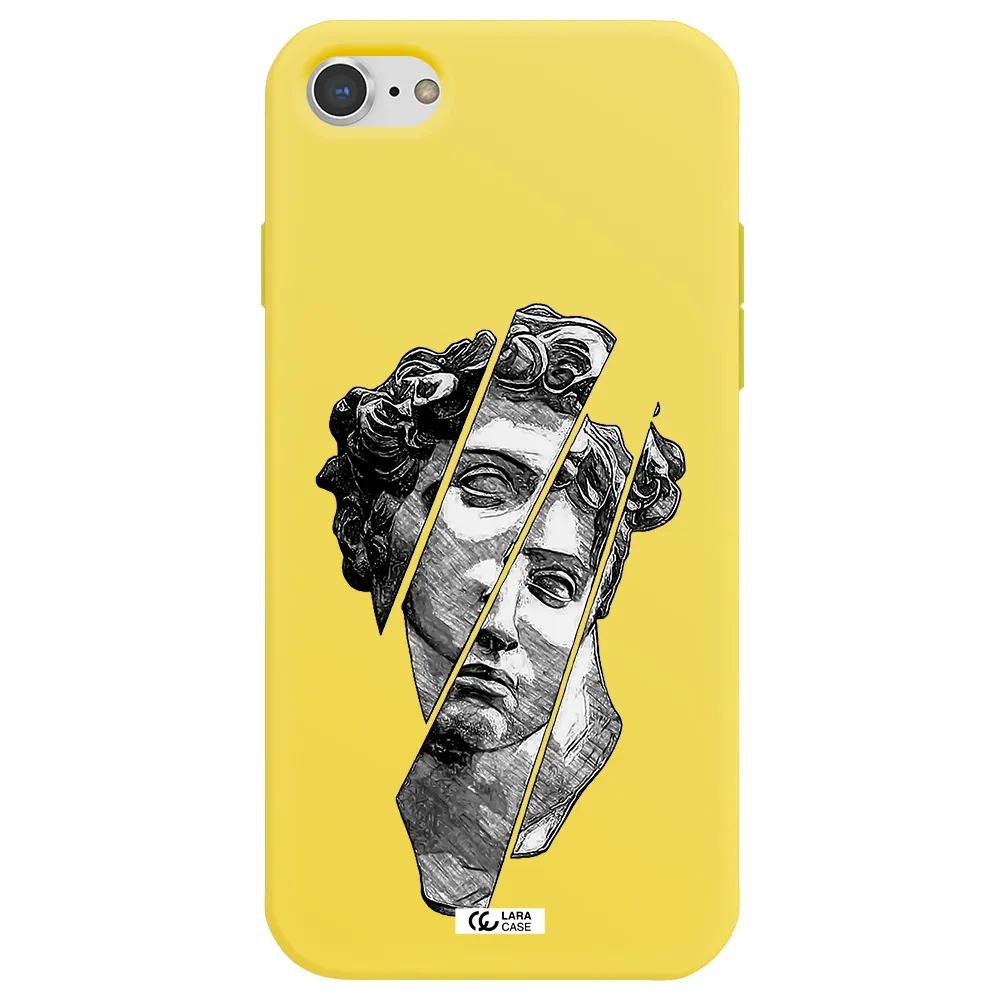 a drawing of a head of a man Apple iPhone 7 Silicone canary yellow Case