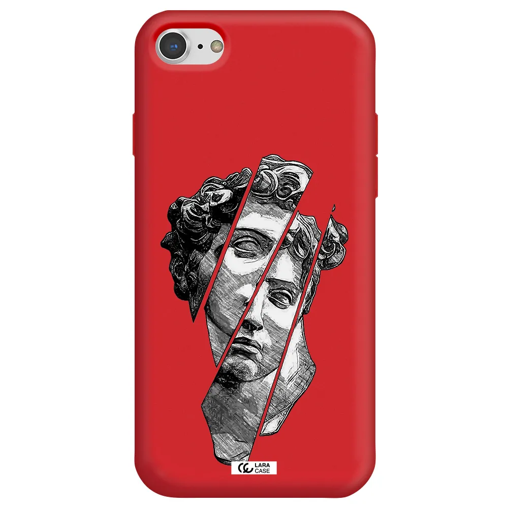 a drawing of a head of a man Apple iPhone 7 Silicone Imperial Red Case