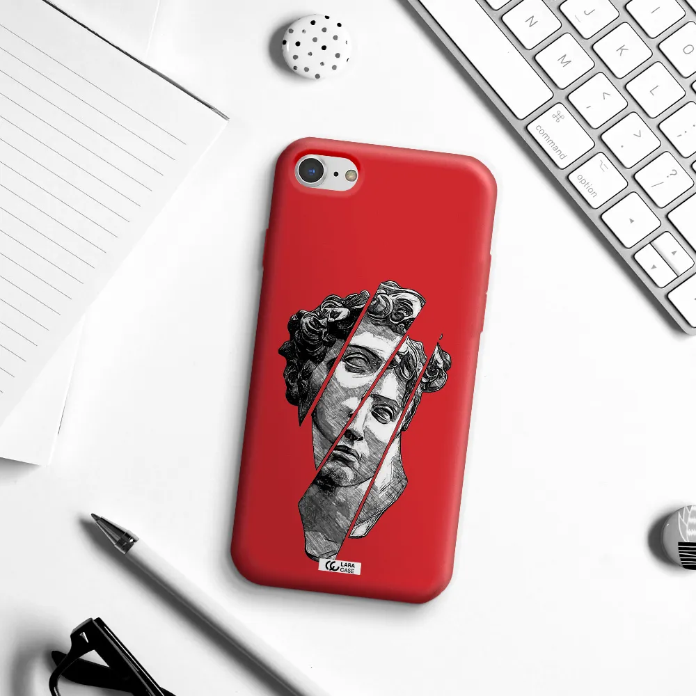 a drawing of a head of a man Apple iPhone 7 Silicone Imperial Red Case