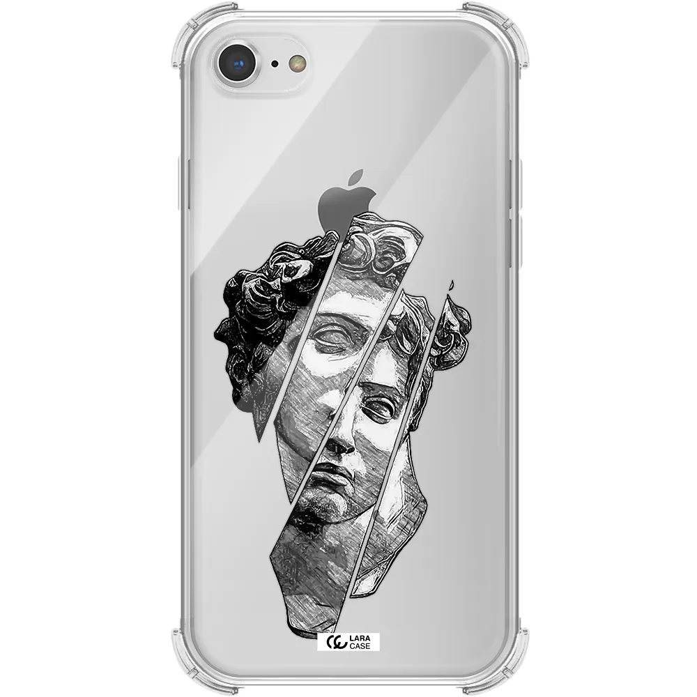 a drawing of a head of a man Apple iPhone 8 Clear PC Case