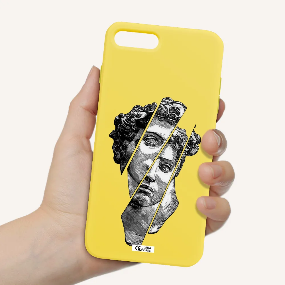 a drawing of a head of a man Apple iPhone 8 plus Silicone canary yellow Case