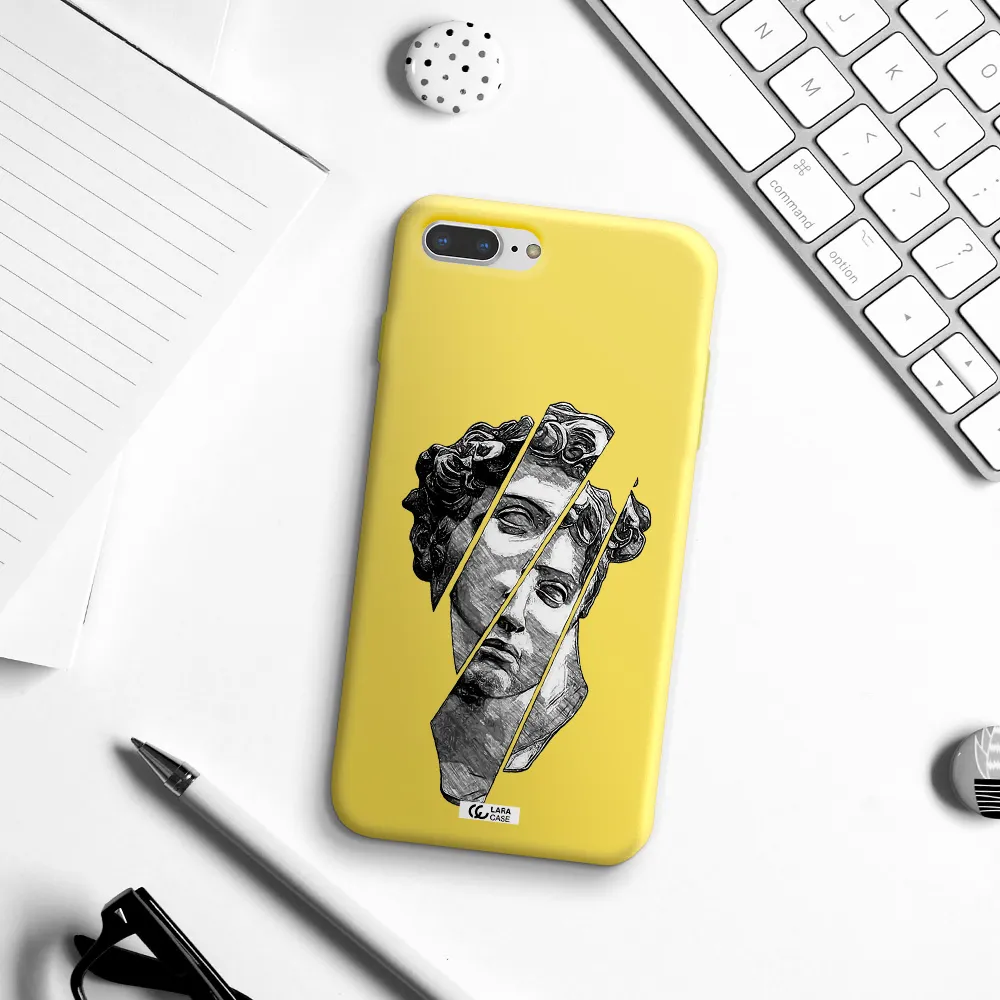 a drawing of a head of a man Apple iPhone 8 plus Silicone canary yellow Case